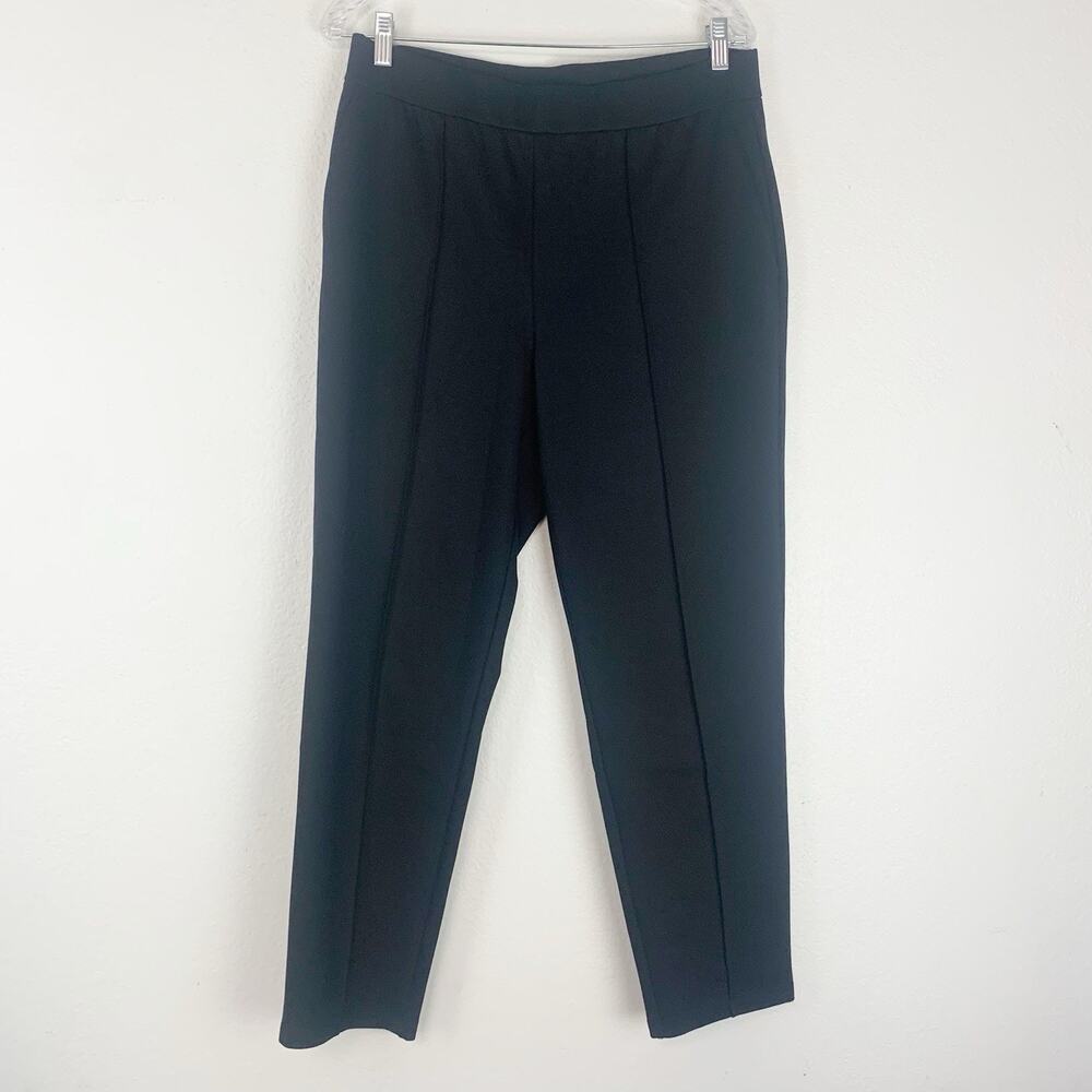 Eileen Fisher Pants Womens Medium Pull-on Seamed Tapered Pockets Stretch Black M